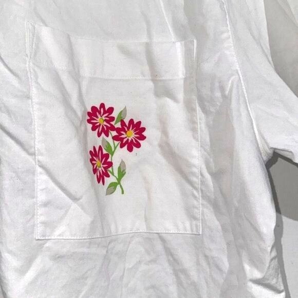 Cabin Creek Womens X-Large White Floral Embroidered Button-Up Shirt - Picture 4 of 7